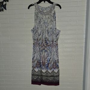 White House Black Market Paisley Midi Dress - Purple and Black